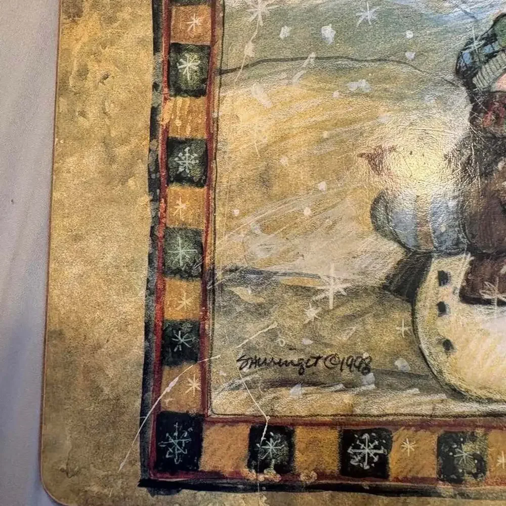 Jill Shingler 1998 Snowmen Christmas Cork-Backed Placemat